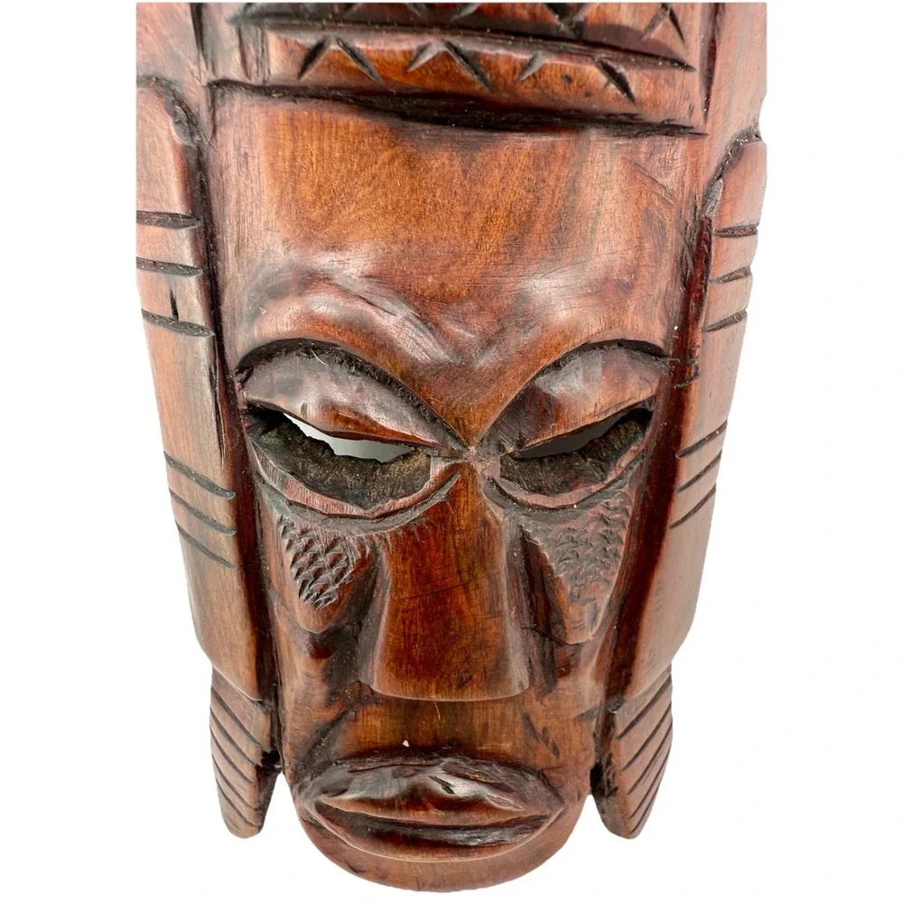 Vintage Hand Carved Wood Tiki Wall Mask‎ 9.5
